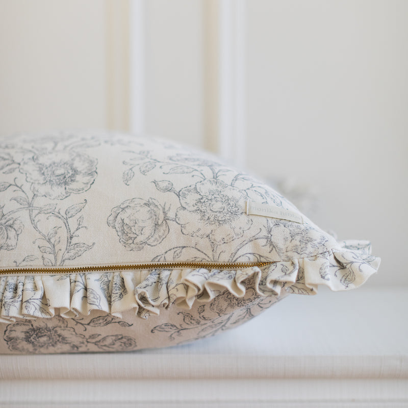 Ruffled Mabel Pillow Cover - French Blue