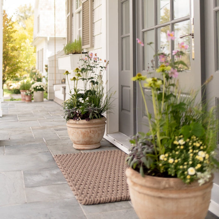 Door Mat - Double Weave - Taupe & White