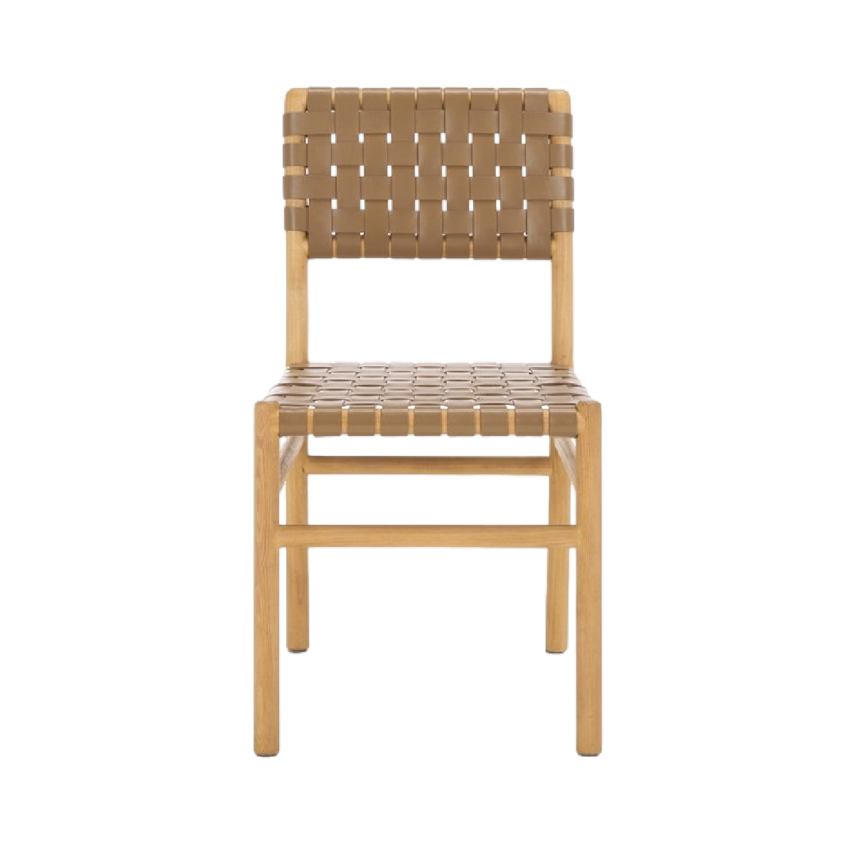 Archie Woven Leather Chair in Dark Tan - Set of 2