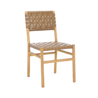 Archie Woven Leather Chair in Dark Tan - Set of 2