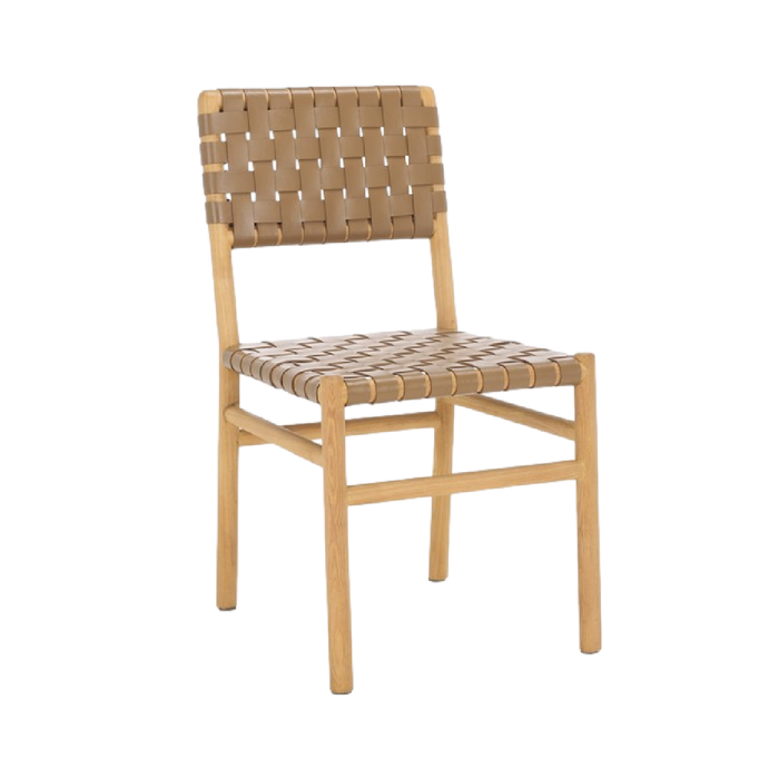 Archie Woven Leather Chair in Dark Tan - Set of 2