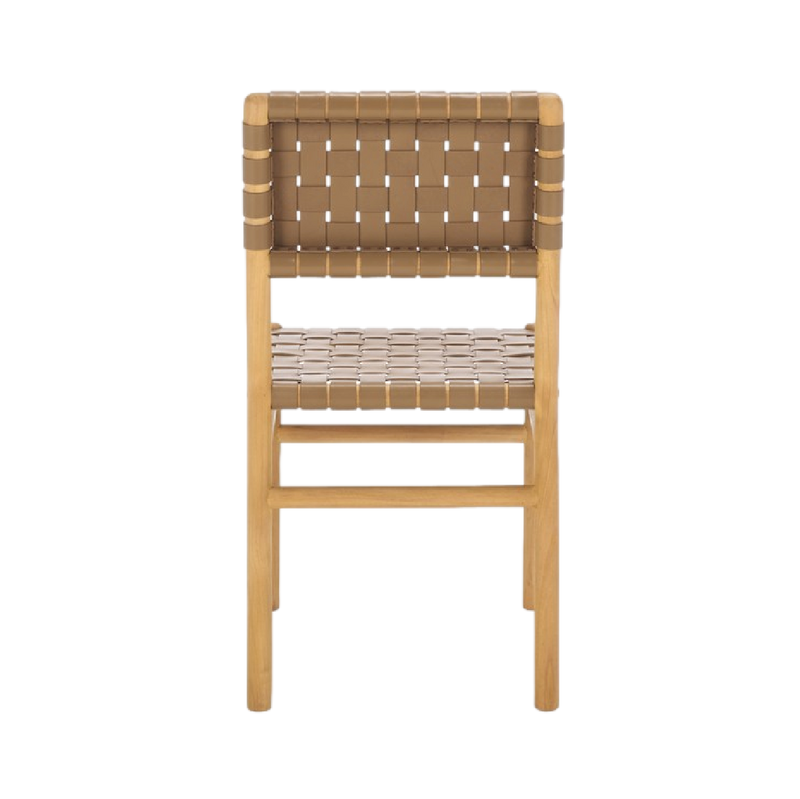 Archie Woven Leather Chair in Dark Tan - Set of 2