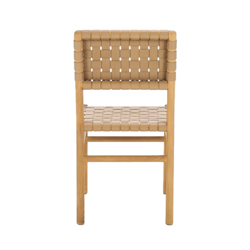 Archie Woven Leather Chair in Light Tan - Set of 2