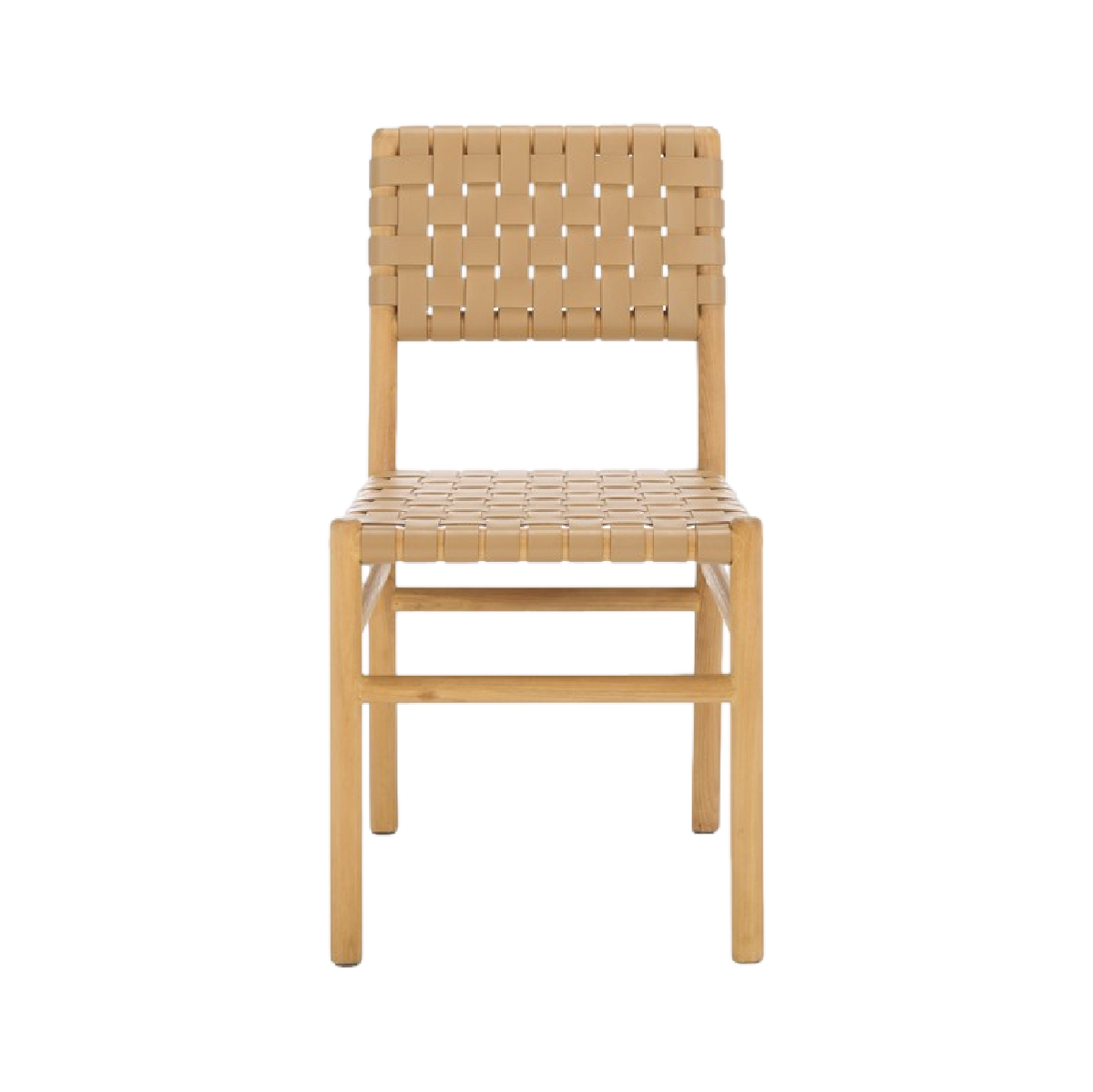 Archie Woven Leather Chair in Light Tan - Set of 2