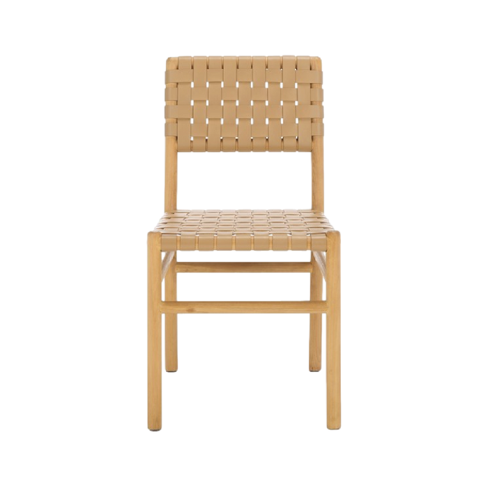 Archie Woven Leather Chair in Light Tan - Set of 2