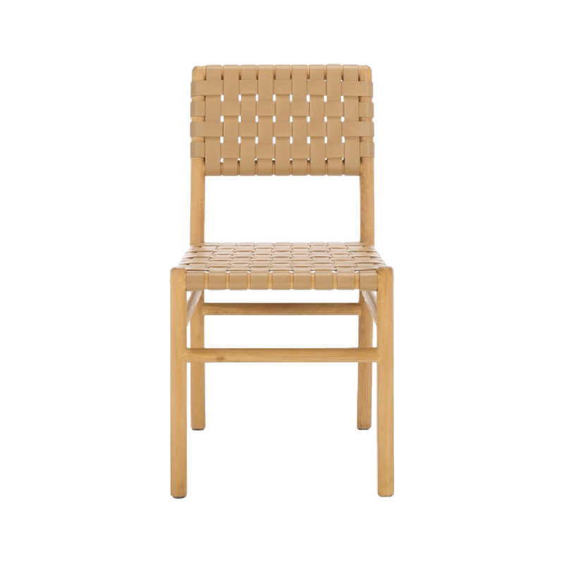 Archie Woven Leather Chair in Light Tan - Set of 2