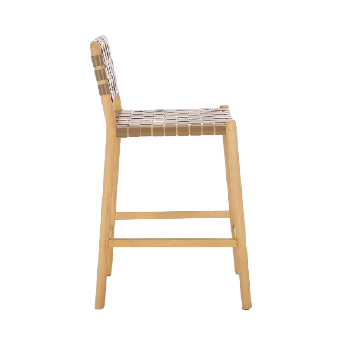 Archie Woven Leather Counter Stool - Dark Tan