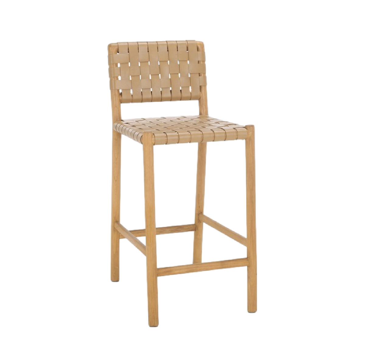 Archie Woven Leather Counter Stool - Light Tan