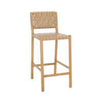 Archie Woven Leather Counter Stool - Light Tan