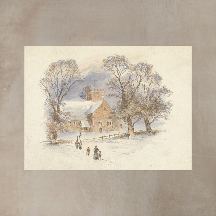 Snowy Church Day - Digital Art Print