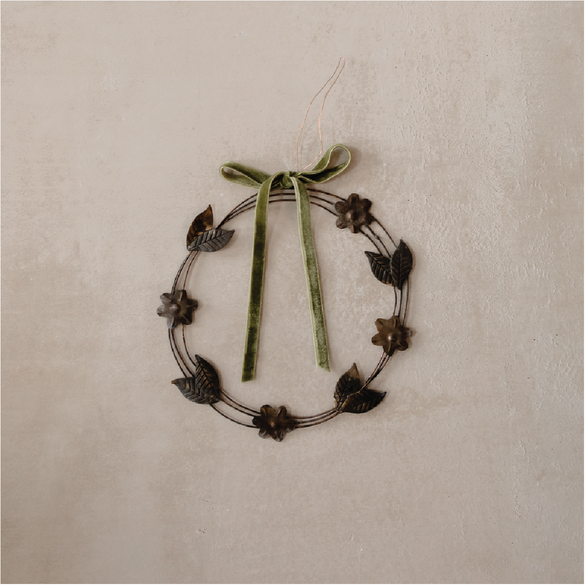 Eloise Wreath Ornament - Olive Velvet