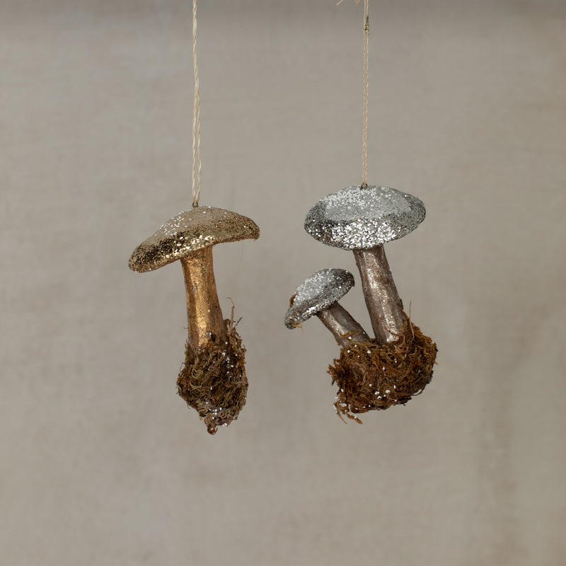 Glittering Toadstool Ornament - Silver