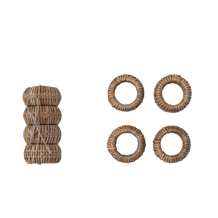 Maui Rattan Napkin Ring Set