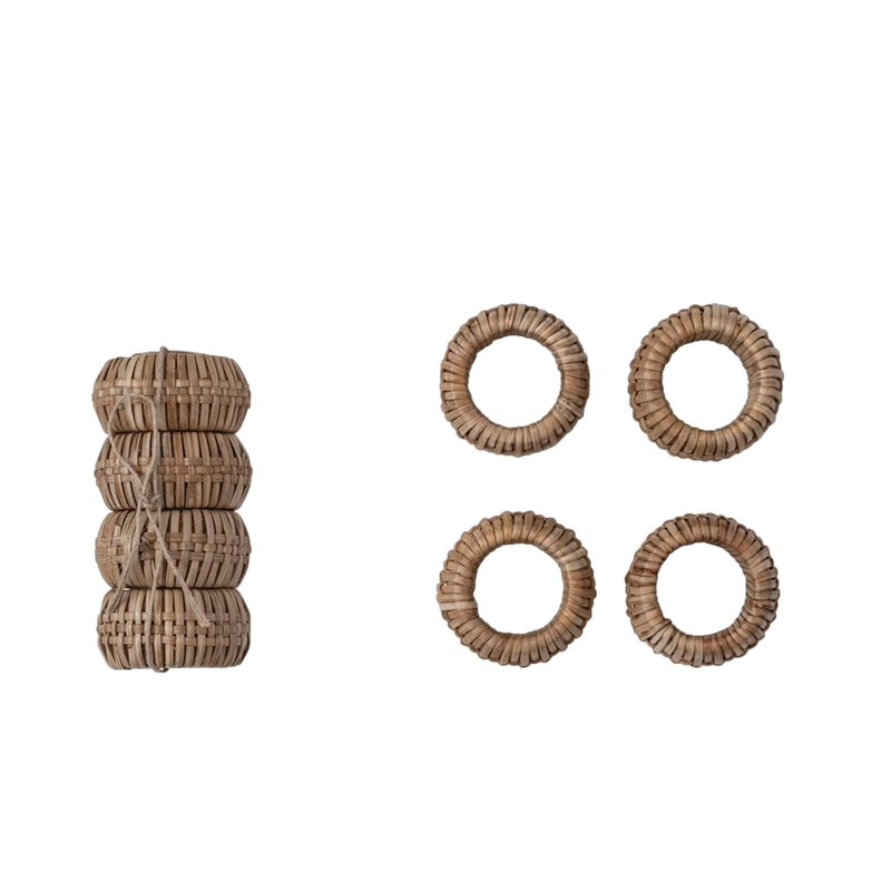 Maui Rattan Napkin Ring Set