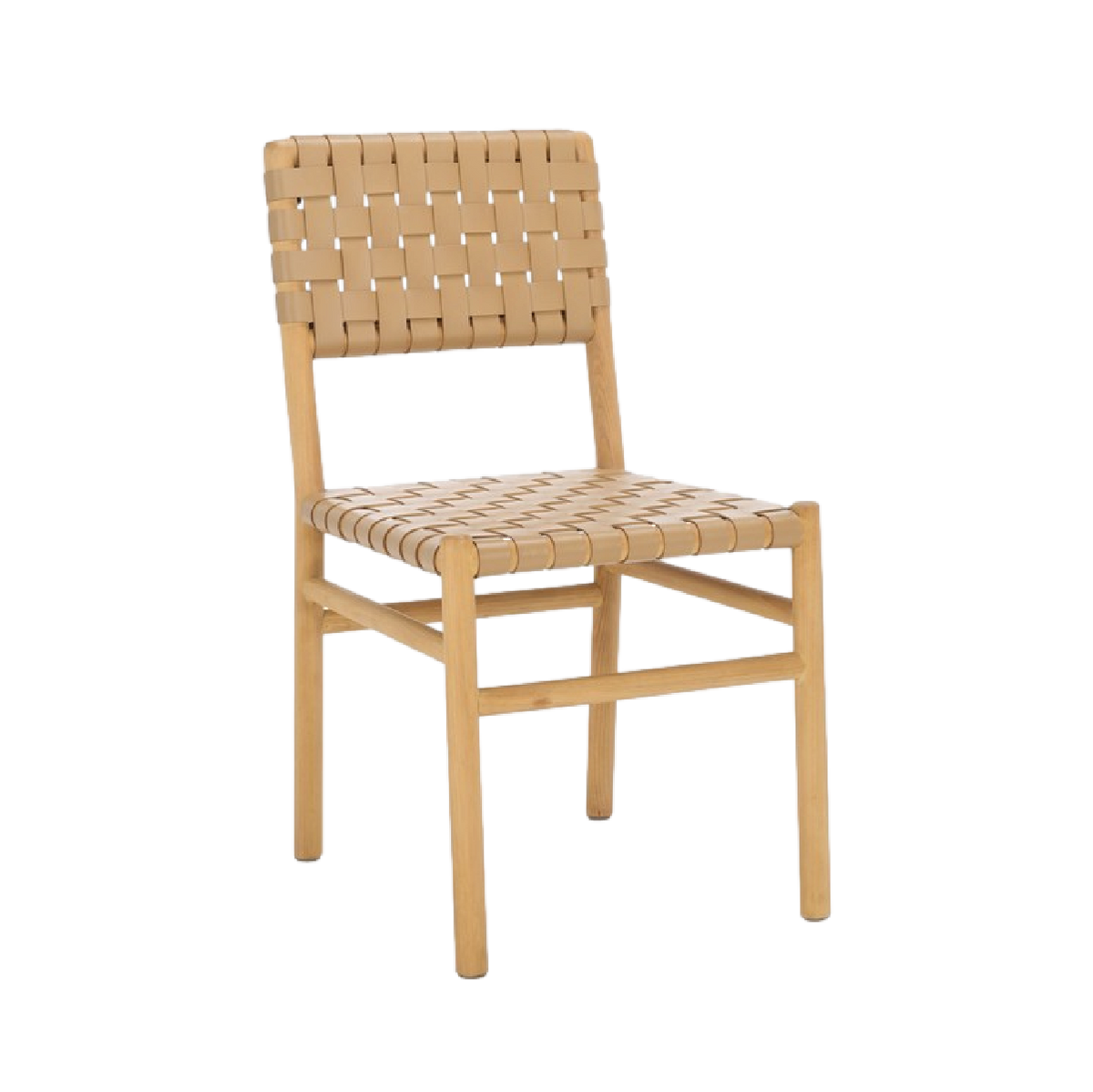 Archie Woven Leather Chair in Light Tan - Set of 2