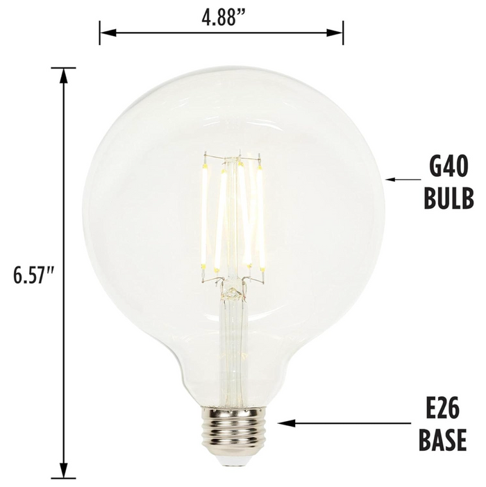 Clear G40 Bulb 6.5 Watt LED Dimmable E26 2700K