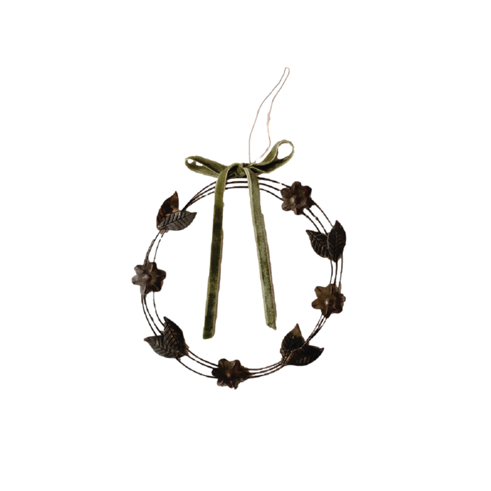 Eloise Wreath Ornament - Olive Velvet