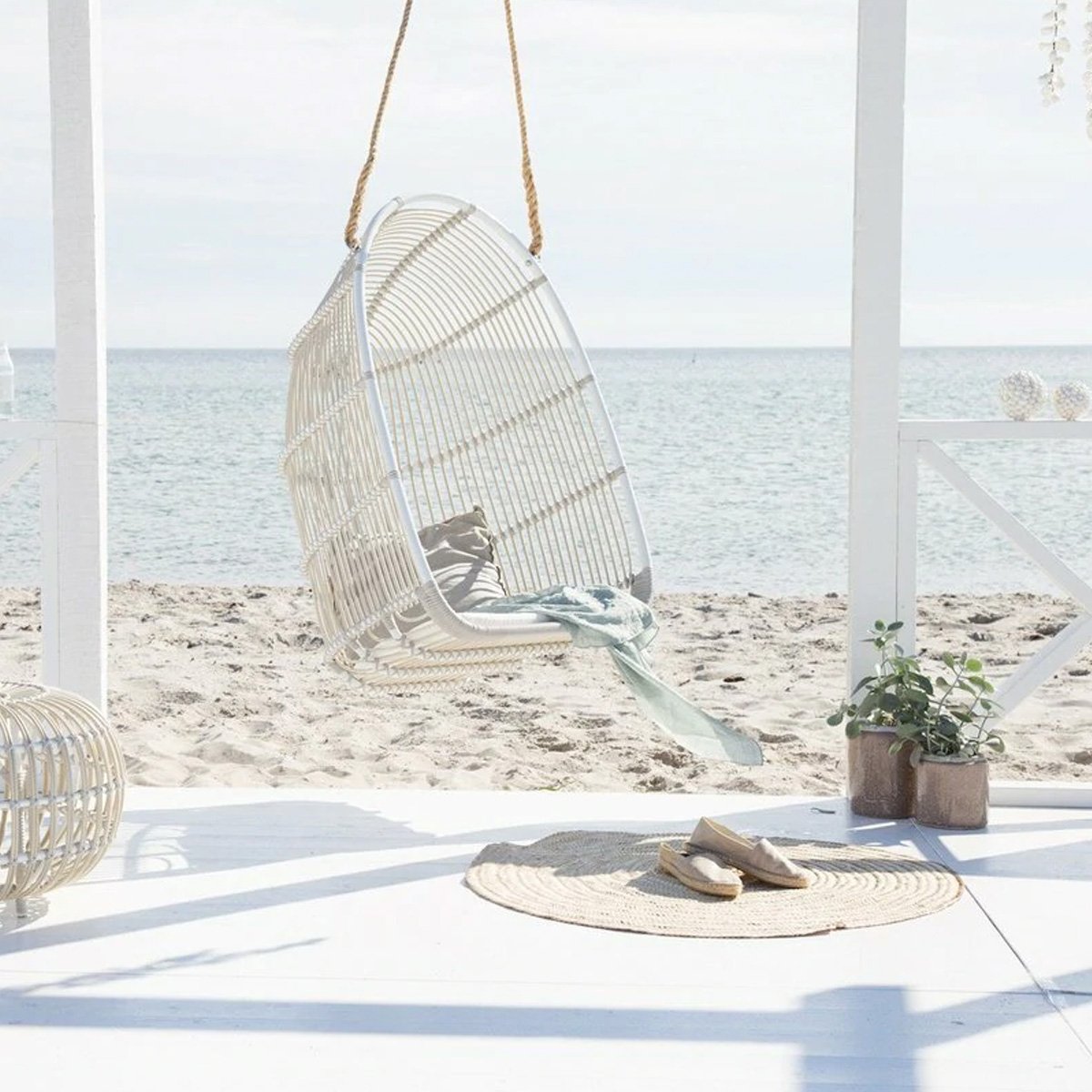 Racquel Exterior Hanging Chair - Dove White